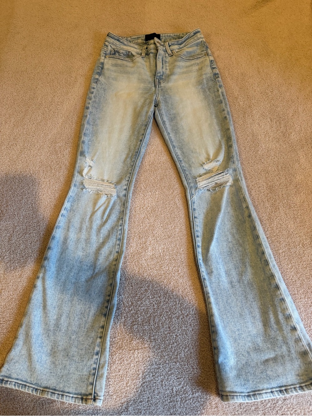Buckle Light Blue Distressed Flare Jeans